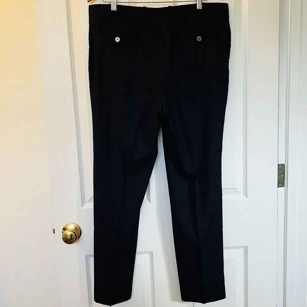 Eredi Pisano Cuffed Dress‎ Pants Slim Fit Navy Wool Silk Size 54EU 38US